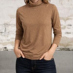 SHEIN Women's Plus Solid High Neck Tee Brown Size 1XL